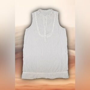 J. Crew White Striped Tank Sz M